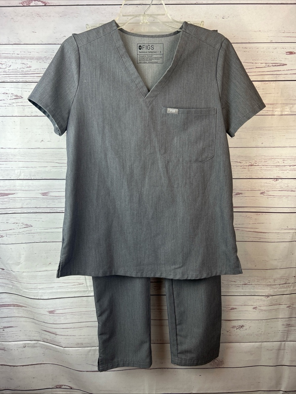 Figs Top Pants Set Womens Sm Gray  Casma Short Sleeve Kade Cargo Pant Scrub 2 Pc